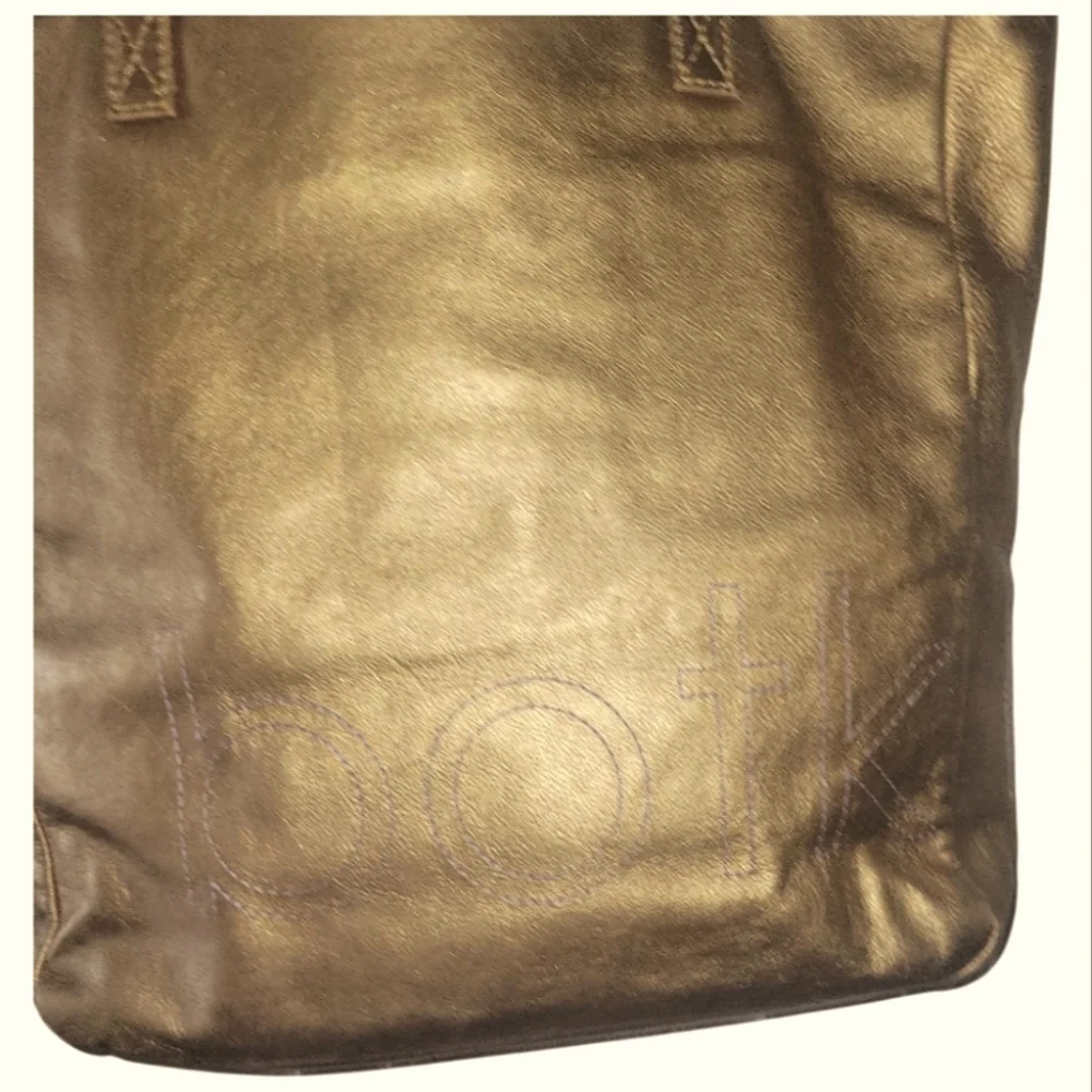 Botkier Metallic Gold Stylish Soho Stitched Tote Bag